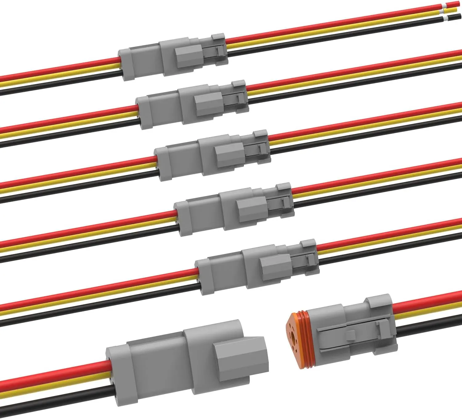 Deutsch 3 Pin Connector Kit Waterproof Electrical Connector 16 AWG Male and Female Automotive Wire Connectors for Car Truck Boat, Dt Connector 6 Sets