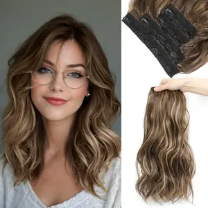 Hair Extensions, Clip In Hair Extensions for Women, 14inch Short Wavy Clip In Hair Extensions for Women, Hair Extensions Clip Ins, 4PCS Hair Extensions with Invisible Lace Weft Natural Soft Hairpieces
