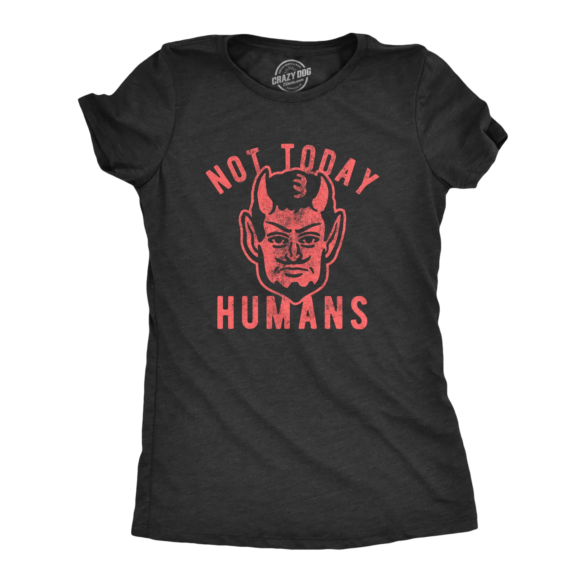 Womens Not Today Humans T Shirt Funny Halloween Satan Graphic Tee Funny Womens T Shirts Cute Vintage Fashion Casual Ladies T-Shirt Gift Halloween Tops for Women Women's Novelty Tees Black
