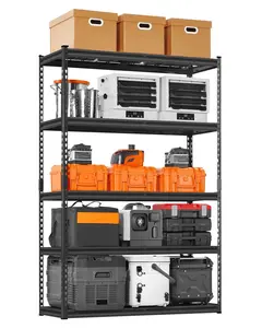 Storage Shelves 5-Tier Adjustable Heavy-Duty Garage Shelving Units 2,500 Lbs Load Capacity, Industrial Grade Steel Shelf System for Workshop Organization, Home Garage Storage, Sturdy Metal Rack for Tools and Equipment
