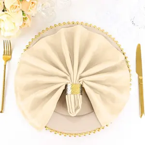 5 Pack Polyester 20"x20" Napkins Beige - Wrinkle Resistant & Easy Care Cloth Napkins