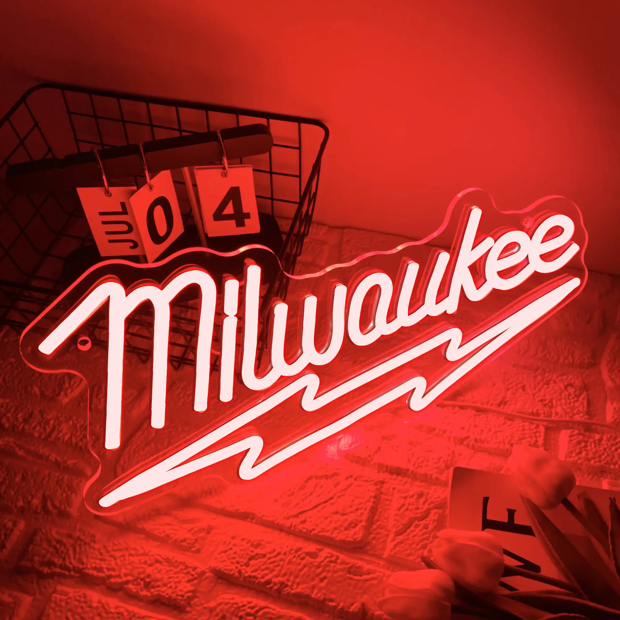 Milwaukee Tool LED Neon Sign Dimmable Garage Workshop Light Sign Decor, Man Cave Light for Repair Shop Parts Store Garage Repair Shop Bar Party, Gift