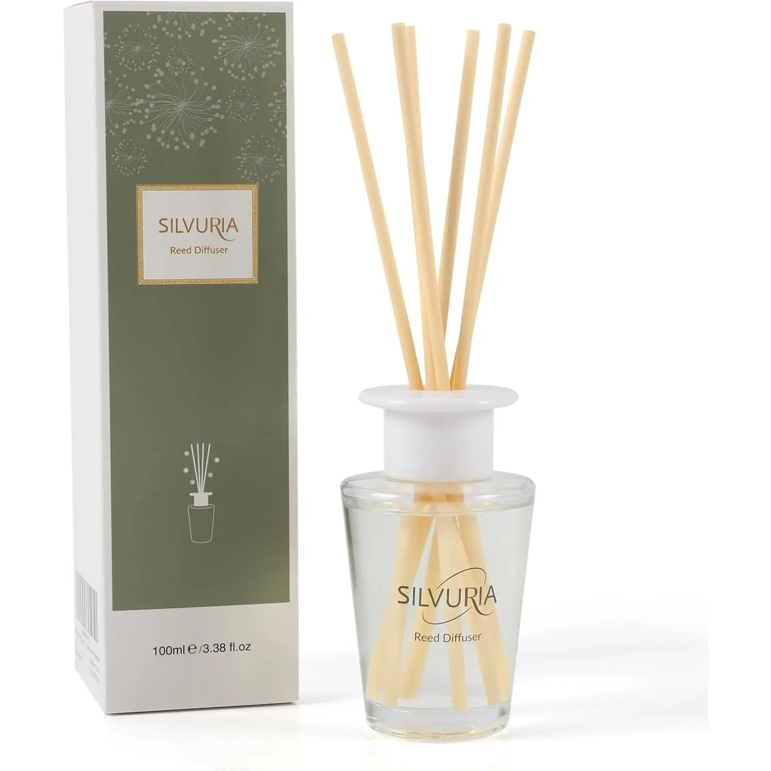 Bamboo White Tea Oil Reed Diffuser Set - 3.38 fl.oz(100ml) Alcohol-Free Cordless Flame-Free Scent Freshener, 6 Sticks, Minimalist Decor, Long-Lasting Calm Aroma, Home Fragrance for Living Room, Gift for Birthdays & Holidays