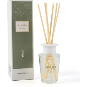 Reed Diffuser Set,Bamboo White Tea Scented Oil Diffuser with 6 Reed Sticks,3.38 fl.oz(100ml),Long-Lasting Home Fragrance for Living Room,Bedroom,Bathroom