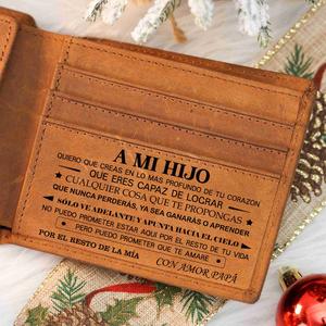 Fatherhood-DUJO Cowhide Leather Engraved Wallet for Son,Gift from Dad to son,Fatherhood，A birthday gift from papa to son,2026 Unique Graduation Gifts for Him， College, High School, Cool Birthday Gift Idea for Son, Boys,Graduation gift from Dad to son.