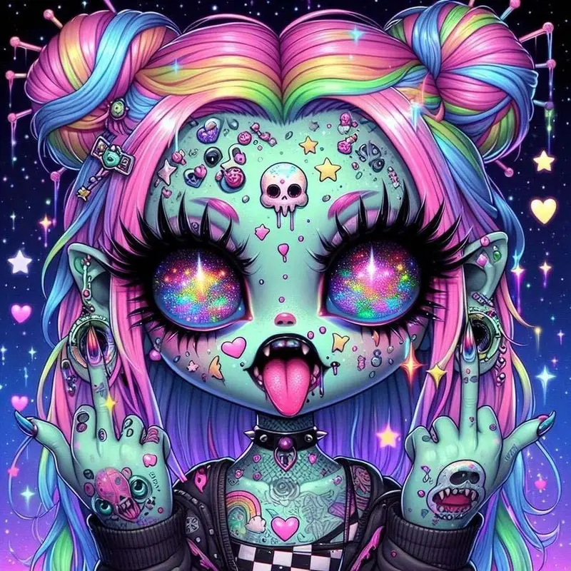 Alien Punk Girl Pattern DIY Diamond Arts Colorful Painting Kit without Frame, DIY 5D Diamond Arts Colorful Painting Kit, Handcraft Wall Art Decor for Home, Diamond Painting Kits, Making Kit