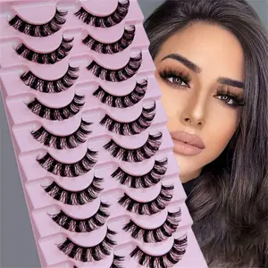 D Curl Design False Eyelashes, 10 Pairs Volumized 3D Effect Fake Eyelashes, Natural Look Eye Makeup Cosmetic Strip Lashes for Women & Girls Eye Extensions