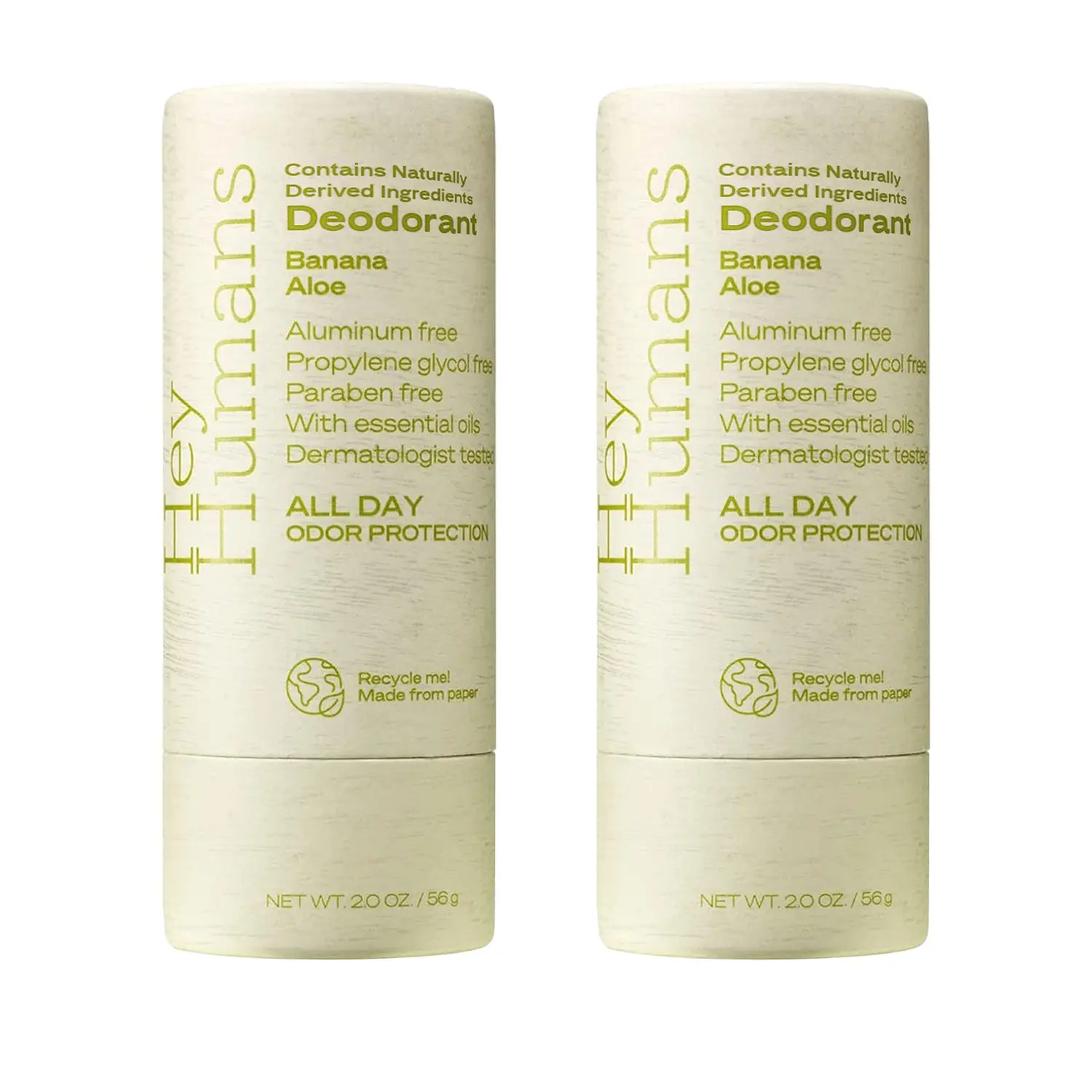 Hey Humans Banana Aloe Deodorant Original Fragrance Contains Naturally Derived Ingredients for Versatile Use 99% Plastic free