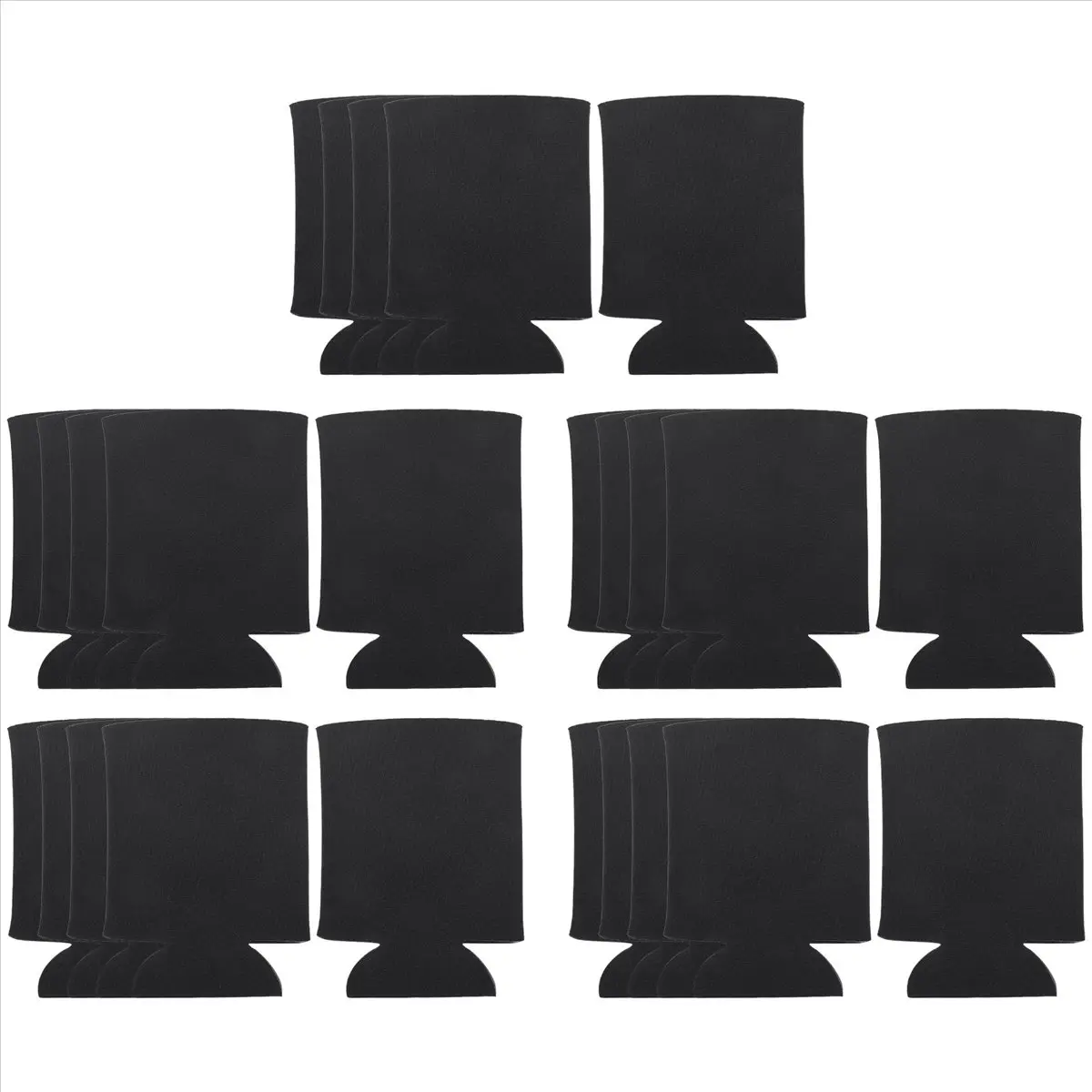 25-Pack Bulk Blank Foam Beverage Can Cooler Set, Soft Insulated Sleeves for Soda, Beer, Water Bottles (Black)
