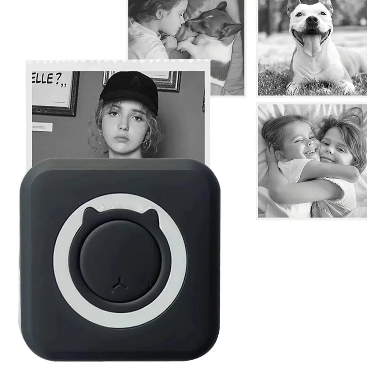 Mini Portable Thermal Printer with Accessories Set, 1 Set Cartoon Cat BT Wireless Photo Printer, USB Charging Instant Photo Printer for Home Office Sc