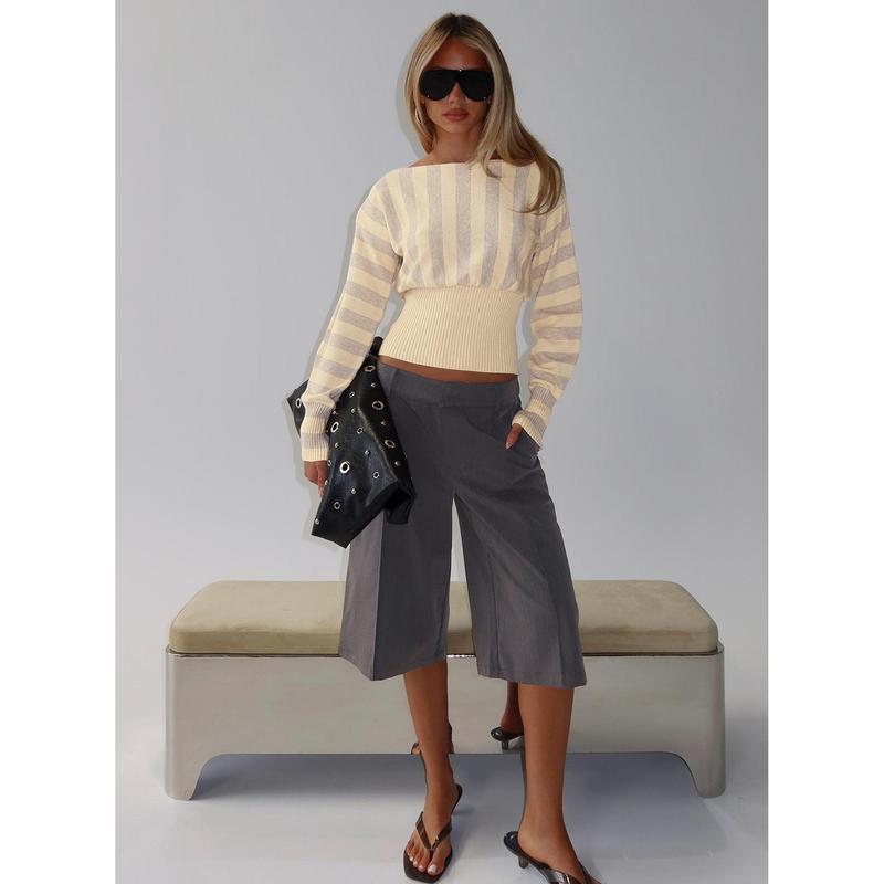 Finlea Cinched Long Sleeve Top Yellow Stripe