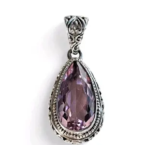 Kunsite Natural Stone Pendant 925 Sterling Silver