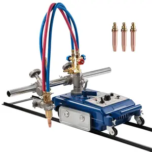 Summervibes VEVOR Track Torch Burner, 2-30/Min Straight Line Gas Cutting Machine for 0.2-4 Thick Pipe, with 12-inch Track 3 Tips, Automatic Flame Cutting Machine, Pipe Beveler Beveling Tool, 110V CG1-30