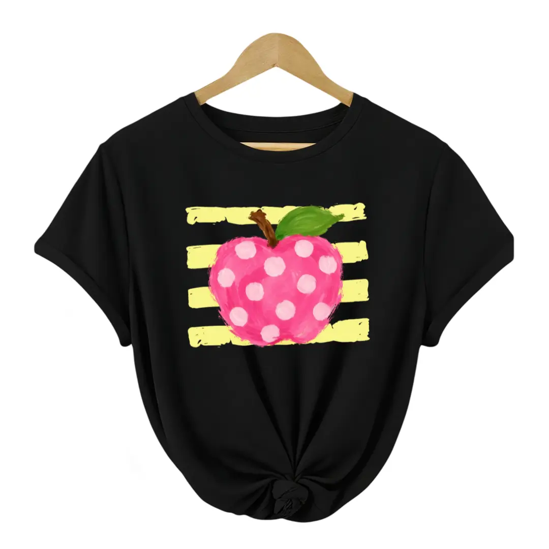Coastal Apple Stripes Fall Teacher MoM T-shirt, Teaching For Back To School, Elementary And High School, Jr High, Matching Teacher Faculty Shirts