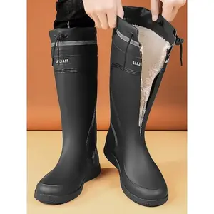 Men Waterproof Cotton Rain Boots Winter Warmth Height Increase Anti-Slip Comfortable Long Tube Rainboots New Arrival