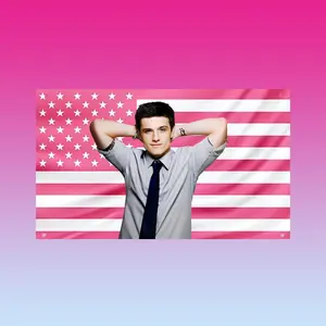 Funny Josh HutchersonPink American Flag Tapestry –Wall Decor, Dorm Frat Room Banner Aesthetic