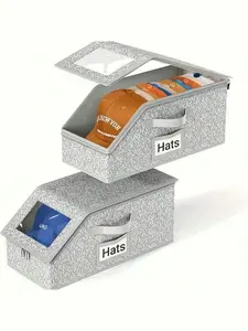 Baseball Cap Storage Box, Cap Organizer Storage, Large Capacity Stackable, Dust-Proof, Foldable Zipper, Suitable For Wardrobe, Storage Hats, Clothes, Can Be Used In 4 Seasons