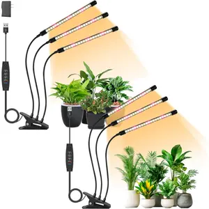 Full  LED Grow Light for Indoor , 3Heads Grow Lights for Seed Starting, 10 Dimmable Levels & 3 Timer Modes (3/9/12H), Adjustable 360? Gooseneck with Clip,  Grow Light 2 Pack