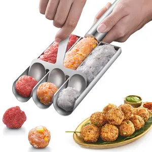 Stainless Steel Triple Meatball Maker, Meatball maker tool, Spoon with Cutting, Meatball Making Mold Set, Home Cooking Tools, DIY Quick Cooking meatballs