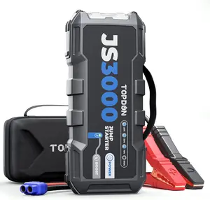 TOPDON JS3000 12V 3000A Battery Booster Automotive Jump Starter Pack for Up to 9L Gas/7L Diesel Engines Car Tool Kit Automotive Tool Kit with 24000mAh Battery Capacity Vehicle