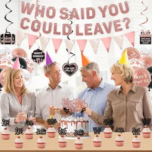 Rose Gold Farewell Party Decor Set – Includes Banner, Balloons, Cake Toppers, and Hanging Swirls for Retirement, Going Away, or Goodbye Party Celebrations
