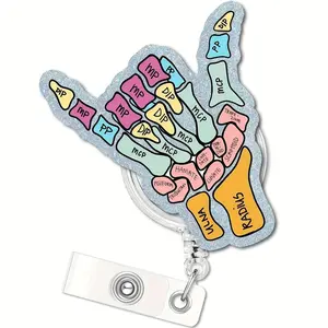 2D Retractable Badge Reel with 360° Swivel Clip - Heavy-Duty Acrylic ID Card Holder for Nurses, Doctors, Office Professionals - Ideal Medical Gift for Healthcare Workers And Staff, Nurse ID Badge Holder, Professional Accessory, Hand-Painted Design