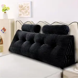 Headboard Pillow Full - Adjustable  Support Wedge Pillow for Sitting Up in Bed,  for Reading. Includes Removable & Washable Cover, Black(54x8x20 Inches)