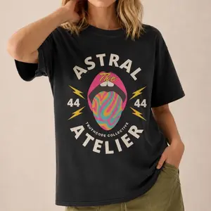 Organic Cotton "ASTRAL ATELIER" Tee, Cosmic Graphic T-Shirt, Eco-Friendly, Unisex Fit, Angel Numbers, Womenswear Top [GOTS + OCS Certified]