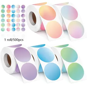 Self-adhesive colorful gradient stickers, high aesthetic creative labels, round planner stickers, gift bag sealing labels