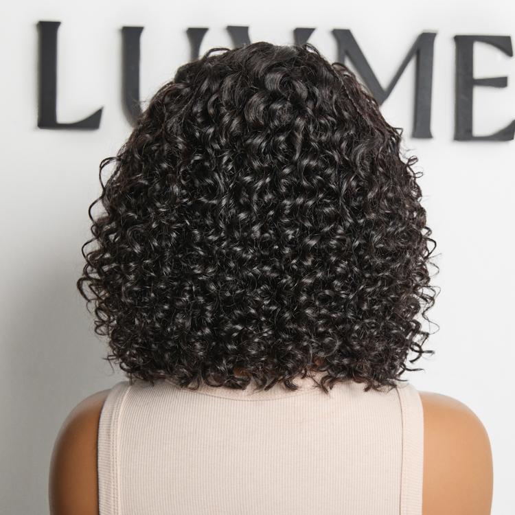 【LIVE】Luvme Boho Braids Deep Curly Glueless 5x5 Closure Pre-Cut Lace Short Curly Human Hair Braided Wig Natural Black