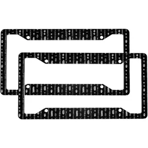 2 Pcs Car License Plate Frames for Women Men - Aluminum Solid Retro White Black Feathers Print License Plate Cover for Car Accessories for Women Men with Fasteners and Screws ﻿