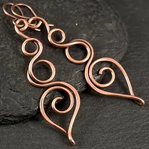 Vintage-inspired Geometric Copper Alloy Dangle Earrings - No Plating, Iron Earwires, Suitable for Everyday Wear
