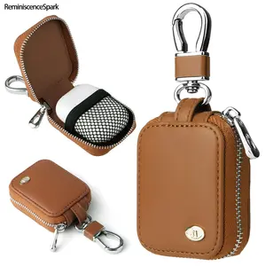 Leather Hard Shell Earbuds Case for AirPods 1/2/3/4/Pro/Pro 2/Pro 3 – Portable Protective Storage Pouch with Mesh Pocket & Keychain, Lightweight Shockproof Cover Ideal for Daily Carry & Travel