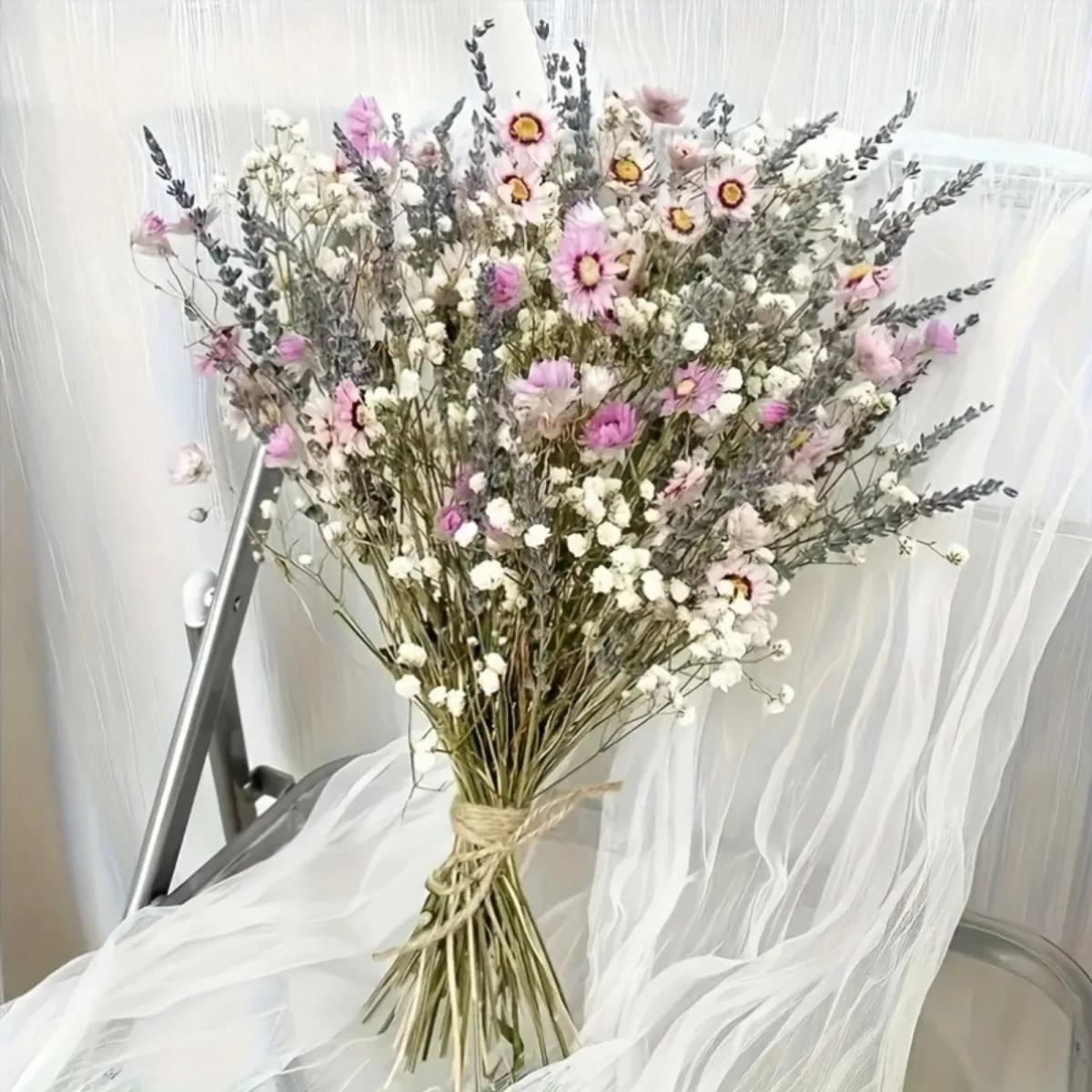 65pcs Dried Flower Bouquet Lavender and Sunflower Bouquet DIY Home Decor Elegant Mix Bouquet