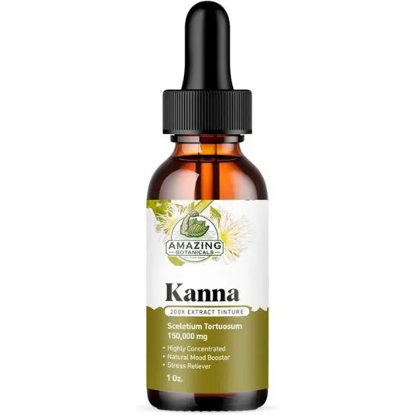 Amazing Botanicals Sceletium Tortuosum Kanna 200x Extract Tincture - GMP Certified 30ml(1oz) Herbal Energy Supplement, High Potency Herb-Based Menstrum for Emotional Lift, Edible Dietary Aid