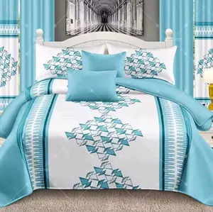 Liliana Sky Blue 8-Piece Bed Skirt Set, Modern Bedroom Decor Bedding Linens Collection, Full Bedroom Set, Bedroom Sets Full Set