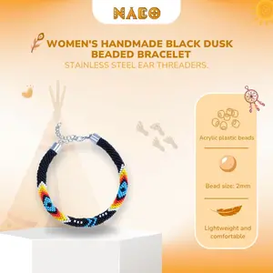 Handmade Black Beaded Bracelet – Boho Tribal Style Jewelry