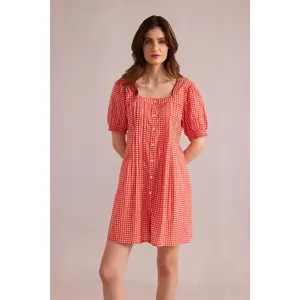 Dorothy's Dream Gingham Dress In Peach