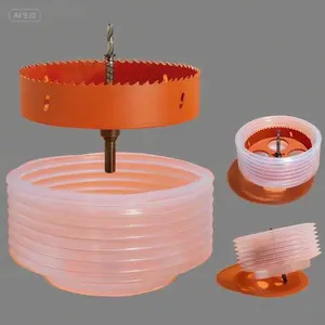 Bi-Metal Hole Cutter with Dust Bowl Catcher - 6-1/4 Inch Hole Saw for Recessed Lighting - Durable Construction for Wood Metal Drywall - Efficient Cutting Tool for Can Lights - Reusable Heavy-Duty Design