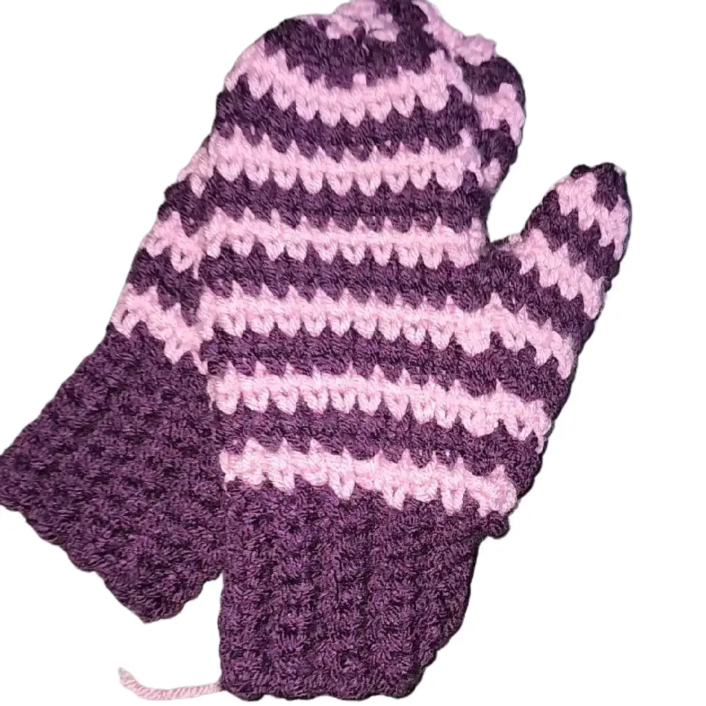 Handmade crochet Mittens - Striped Knitted Design