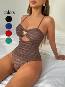 Women's New Hollow Out Sexy Thin Strap Bodycon Monokini Swimsuit, Sculpting Swimsuit, Stylish Swimwear for Summer Beaches & Pools, Swimwear Bathing Suits