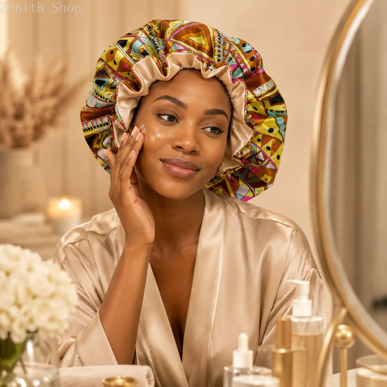 Women’s Luxury Double-Layer Floral Print Haircare Sleep Bonnet, Lightweight Heatless Unisex Hair Sleeping Cap for Daily Home & Night Wear,summerwins