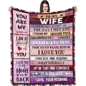 Blanket Gifts for Wife Romantic Anniversary Birthday Gifts for Wife Her I Love You Presents for Wife from Husband to My Wife Warm Gifts for Christmas Valentine's Mother's Day