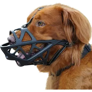 Dog Muzzle, Soft Basket Muzzle for Medium Large Sized Dog Labrador Golden German Shepherd Australian Shepherds, Mouth Guard for Biting Chewing Scavenging, Allow Drinking and Eating