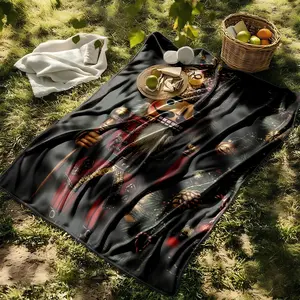 1 piece Vintage Christmas Nutcracker Soldier with Festive Decorations themed flannel blanket - Oversized comfortable flannel sofa blanket, suitable for beds and sofas, modern geometric pattern design, all-season use, digital printing, 100%