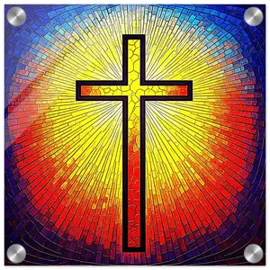 Stained Glass Styled Holy Cross Acrylic Print 30x30 cm / 12x12″