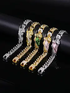 Charm Fashion Iced Out Blingbling St. Jude Bracelet, Unisex Hip Hop Style Jewelry, Hand Chain Link Design, Perfect Gift for Holidays & Daily Wear