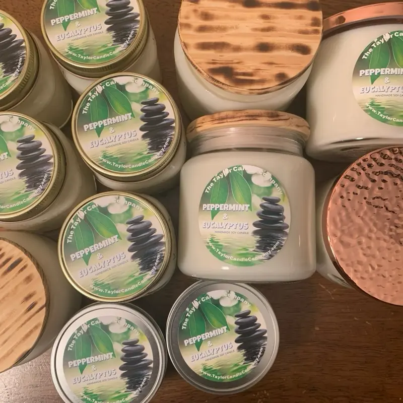Taylor Candle Company Peppermint & Eucalyptus Scented Soy Wax Candle Various Sizes for Aromatherapy Home Fragrance & Decor