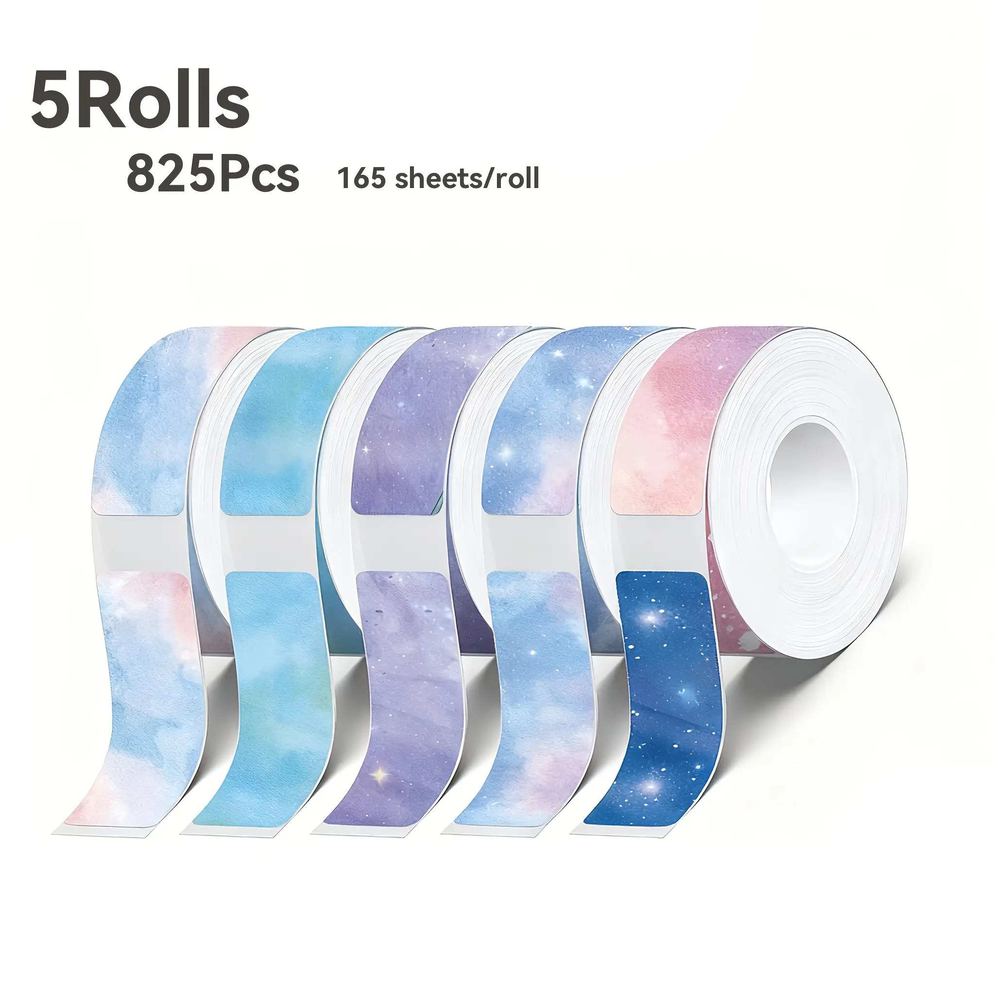 EEBBL Self-Adhesive Label Tape - 5 Rolls, 825 Sheets, 12x40mm, Compatible with D30, Easy to Use, for Home Storage, Document Mark, Switch Marking, Wide Applicability