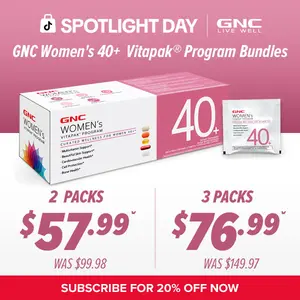 GNC 3-Pack Bundle: Women's 40+ Vitapak, Stress Support, Beautiful Skin, Bone Health & Omega-3s, Dietary Supplement, Natural Ingredient